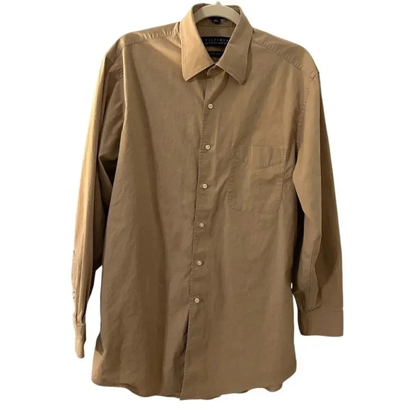 Tommy Hilfiger Long-Sleeved Button-Up Khaki Stretch Size 15 1/2 32-33 Casual - Picture 1 of 6